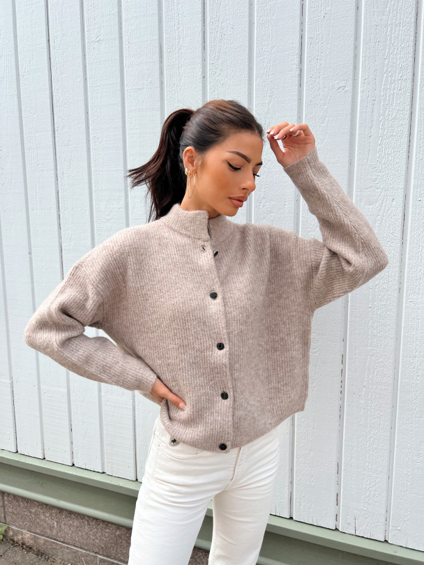 Alpha short cardigan - Warm Sand Mel - Image 2