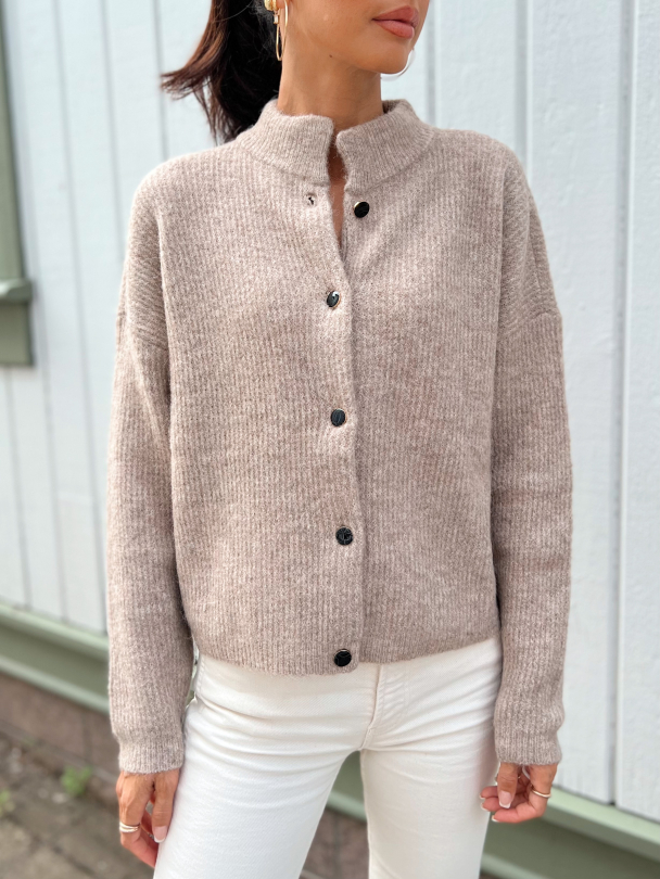 Alpha short cardigan - Warm Sand Mel - Image 1
