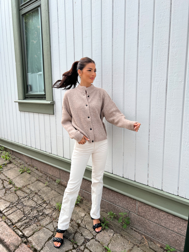 Alpha short cardigan - Warm Sand Mel - Image 3