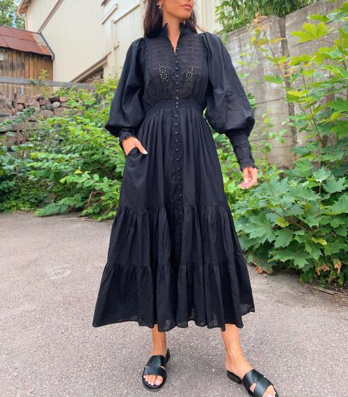 Cotton Slub Midi Dress Black byTiMo Seven Tønsberg