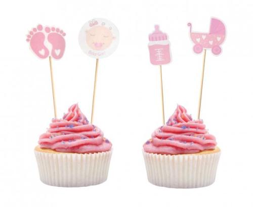 Kakepynt Baby Shower rosa 10cm 12stk