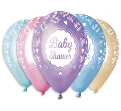 Ballong Baby shower 5ass 30cm 5 stk