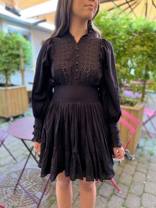 Cotton Slub Mini Dress - Black