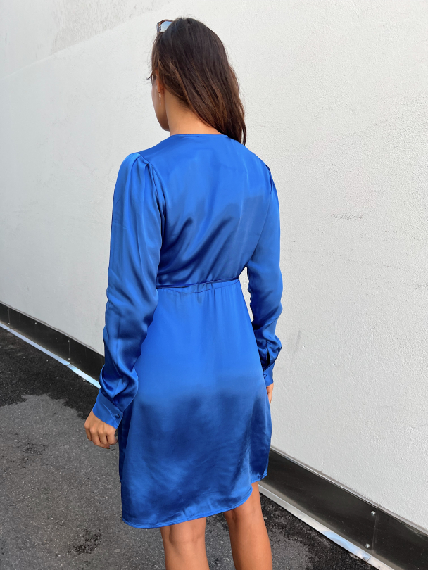 Eva Short Wrap Dress - Deep Ultramarine - Image 3