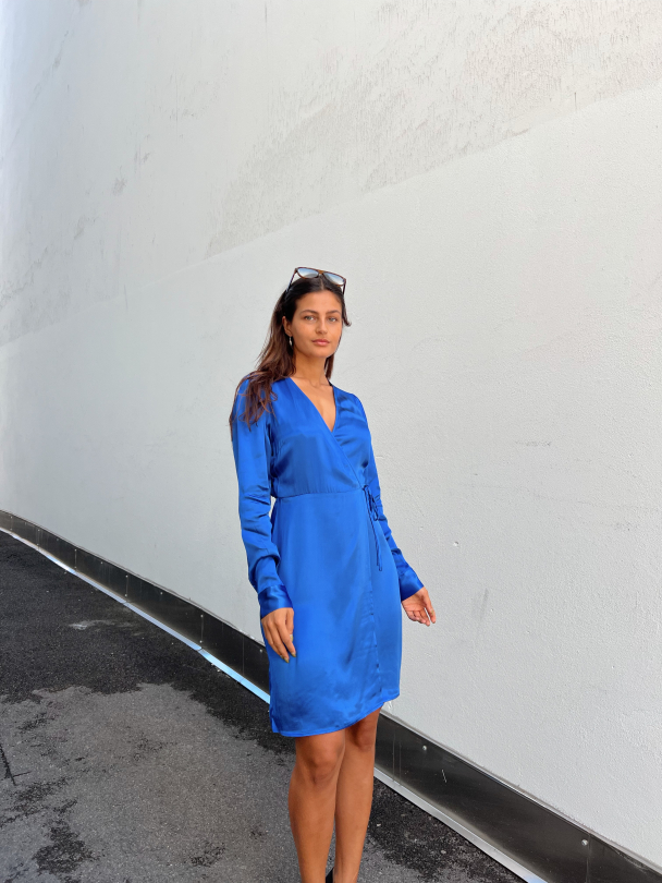 Eva Short Wrap Dress - Deep Ultramarine - Image 6