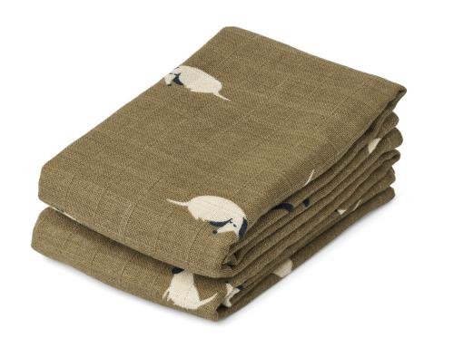 Liewood | Lewis Muslin Klut 2-pk - Dog/Oat Mix