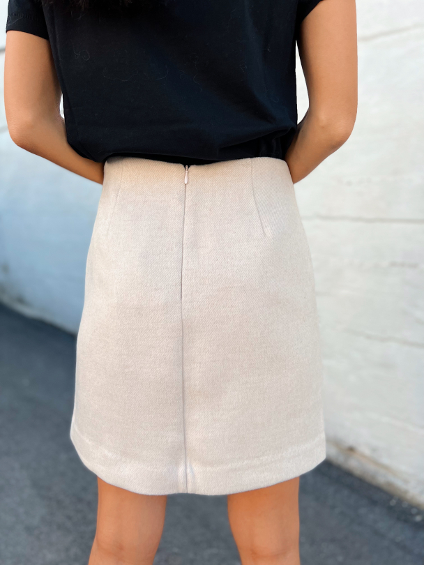 Willa Wool Mix Mini Skirt - Mushroom - Image 2