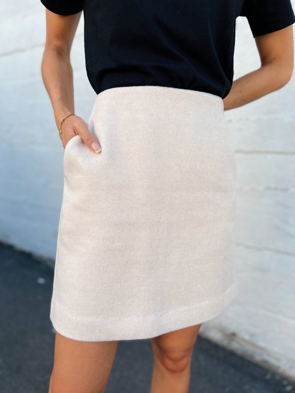 Willa Wool Mix Mini Skirt - Mushroom - Image 1
