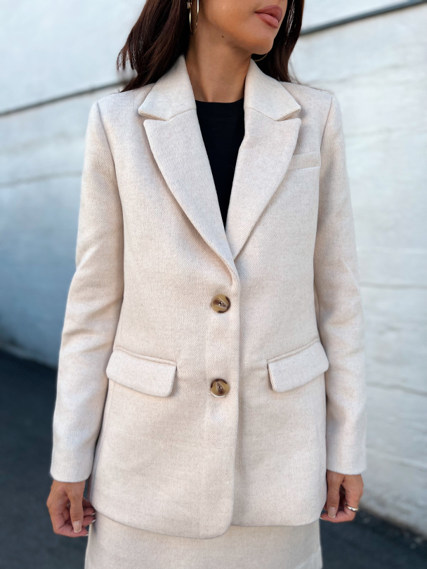 Willa Wool Mix Blazer -Mushroom - Image 1