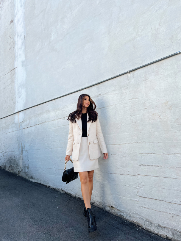 Willa Wool Mix Blazer -Mushroom - Image 5