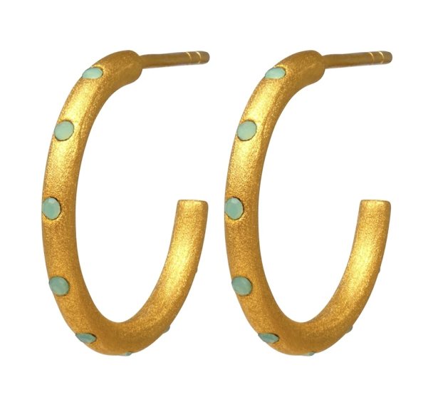 Omg Hoops Medium Pair Gold Plated - Light Green  - Image 1