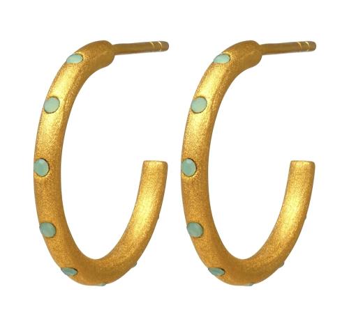 Omg Hoops Medium Pair Gold Plated - Light Green 