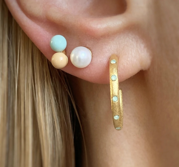 Omg Hoops Medium Pair Gold Plated - Light Green  - Image 2