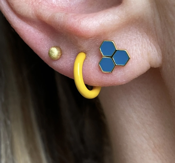 Color Hoop 1 PCS Enamel - Yellow  - Image 2