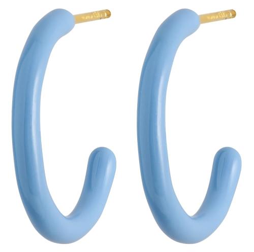 Color Hoops Medium Pair Enamel - Light Blue 