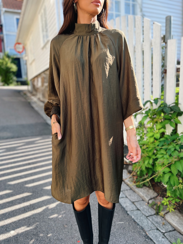Luella Short Dress - Dark Olive  - Image 1