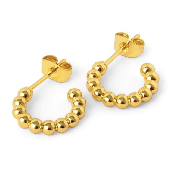 Color Ball Hoops - Smal Pair Golden Plated  - Image 1