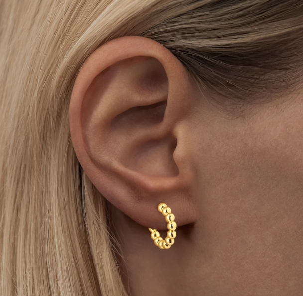 Color Ball Hoops - Smal Pair Golden Plated  - Image 5