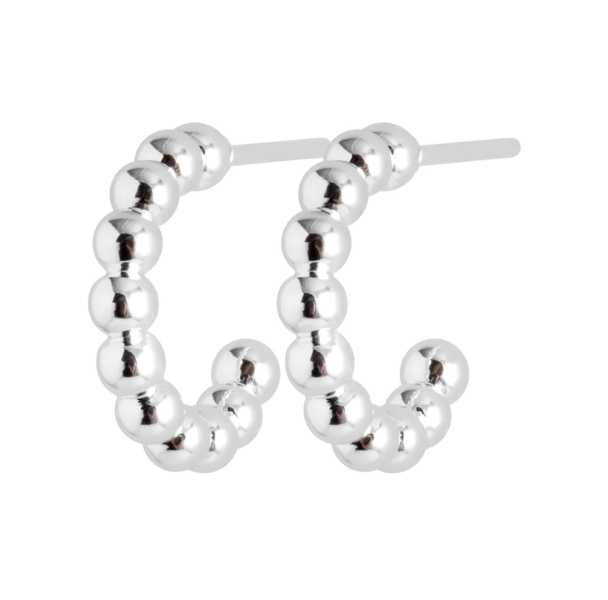 Color Ball Hoops - Smal Pair Silver Plated  - Image 3