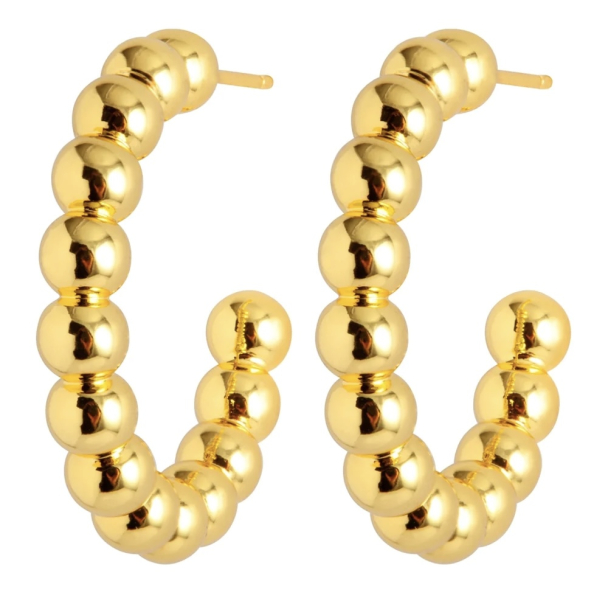 Color Ball Hoops - Large Pair Golden Plated  - Image 2