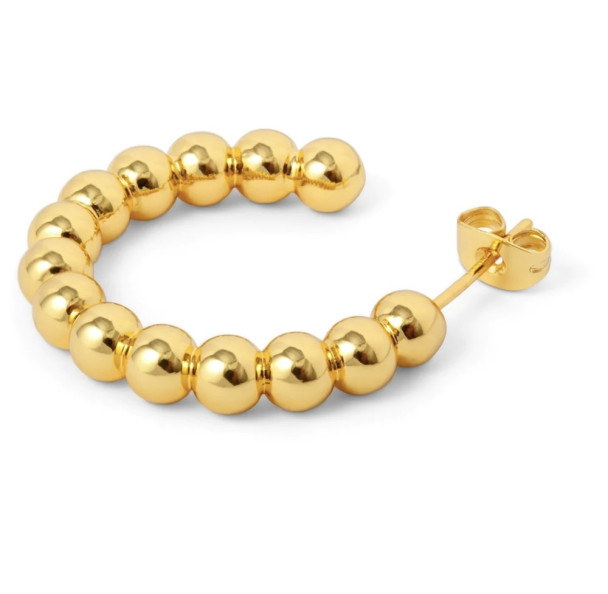 Color Ball Hoops - Large Pair Golden Plated  - Image 3