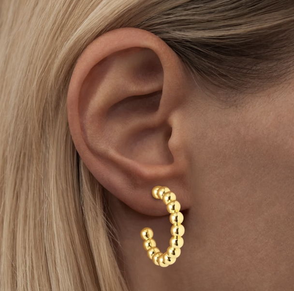 Color Ball Hoops - Large Pair Golden Plated  - Image 4