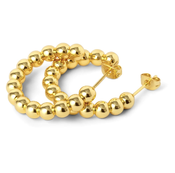 Color Ball Hoops - Large Pair Golden Plated  - Image 1