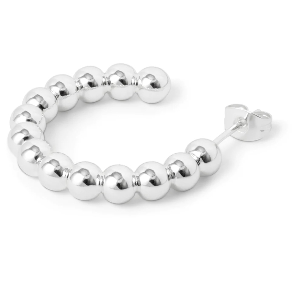 Color Ball Hoops - Large Pair Silver Plated  - Image 2