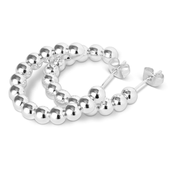Color Ball Hoops - Large Pair Silver Plated  - Image 1