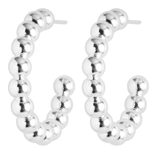 Color Ball Hoops - Large Pair Silver Plated  - Image 4