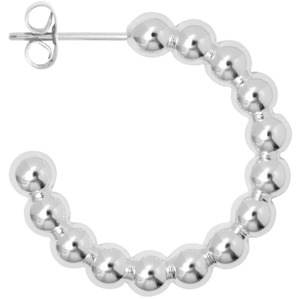 Color Ball Hoops - Large Pair Silver Plated  - Image 5