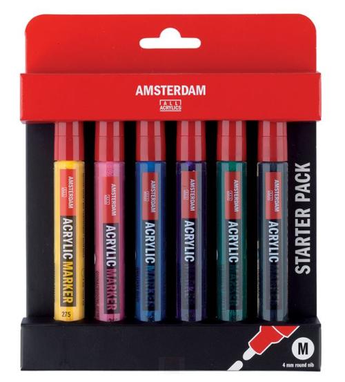 Amsterdam Marker – Basic set – 4mm – 6 stk