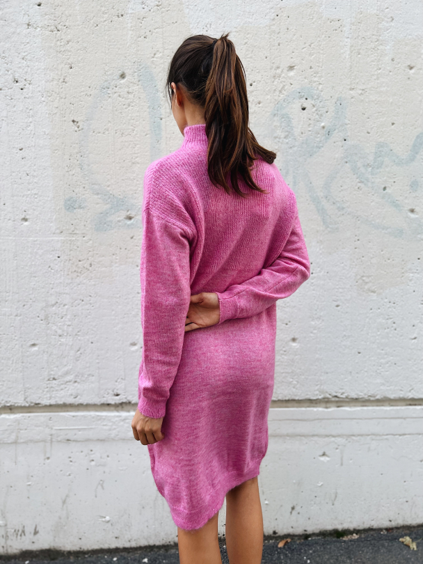 Mola Knit highneck dress - Phlox Pink Melange - Image 4