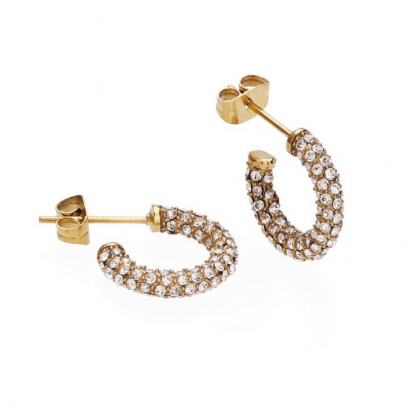 Hitch Crystal Hoop Earring Gold