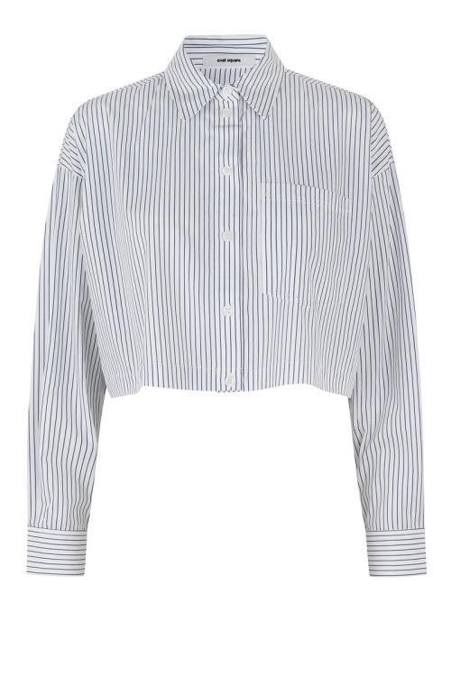 OSChill Cropped Shirt - White Thin Stripes 