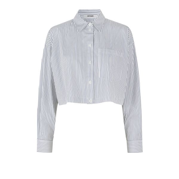 OSChill Cropped Shirt - White Thin Stripes 