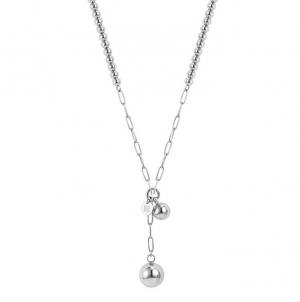 Brea Bead Necklace Silver