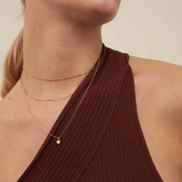 ORELIA Swarovski White Opal Drop 3-Row Necklace - Image 2