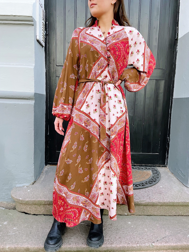 Soft Twill Shirt Dress - Patchwork - Image 1