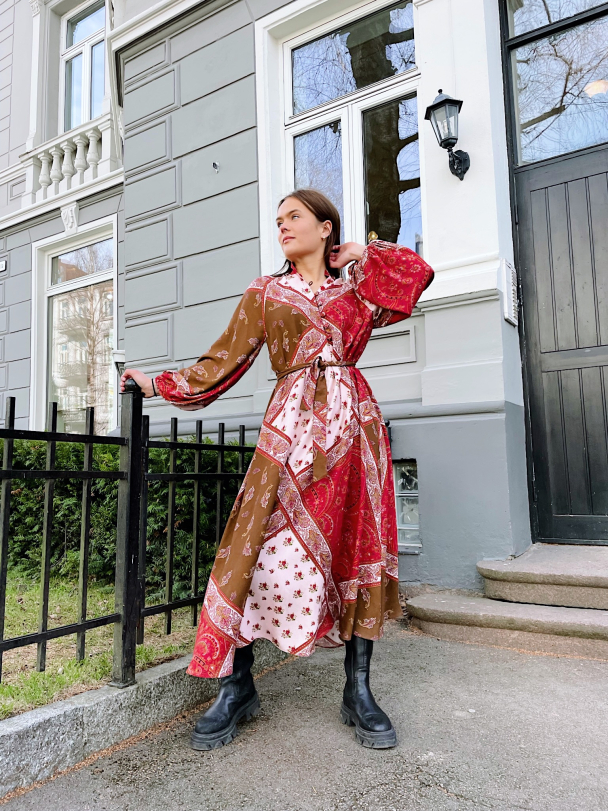 Soft Twill Shirt Dress - Patchwork - Image 4
