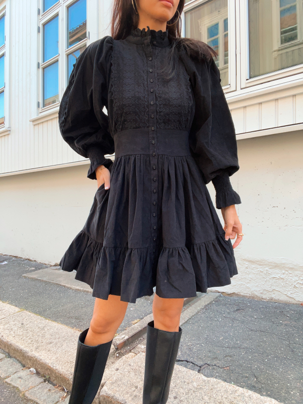Baby Cord Mini  Dress - Black - Image 1