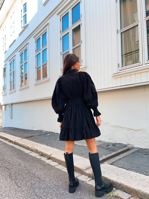Baby Cord Mini  Dress - Black - Image 2