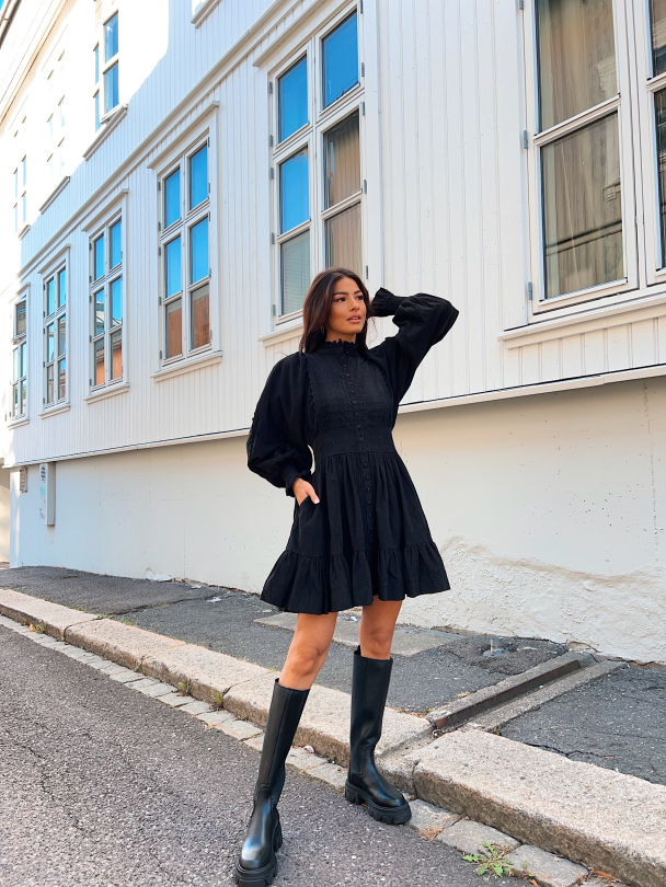 Baby Cord Mini  Dress - Black - Image 3