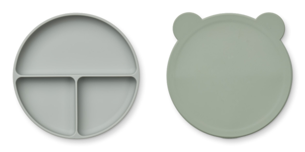Liewood | Frodo Divider Plate Mr Bear - Faune Green/Dove Blue - Image 1