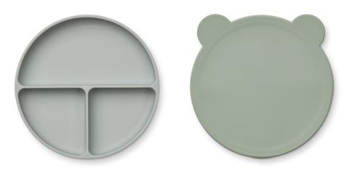 LIEWOOD - FRODO DIVIDER PLATE MR BEAR FAUNE GREEN/DOVE BLUE