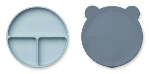Liewood | Frodo Divider Plate Mr Bear - Whale Blue/Sea Blue - Image 1