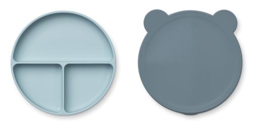 Liewood | Frodo Divider Plate Mr Bear - Whale Blue/Sea Blue