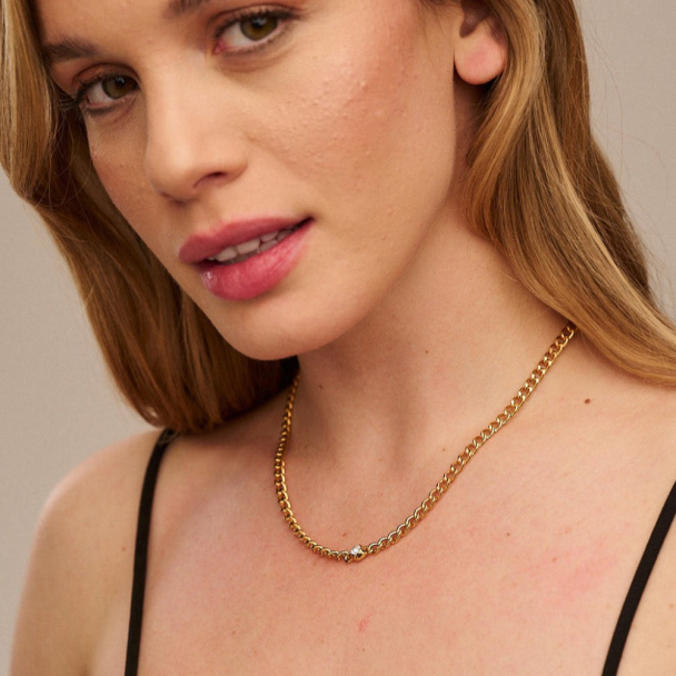 ORELIA Crystal Chain Necklace - Image 2