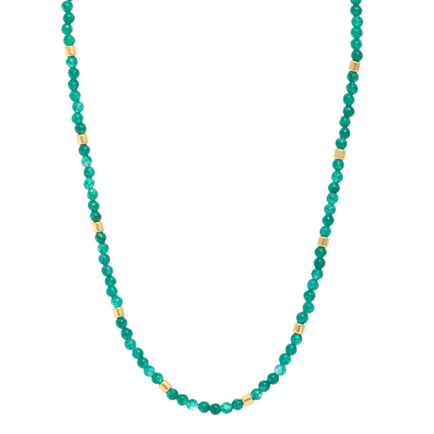 ORELIA Emerald & Metal Bead Necklace - Image 1