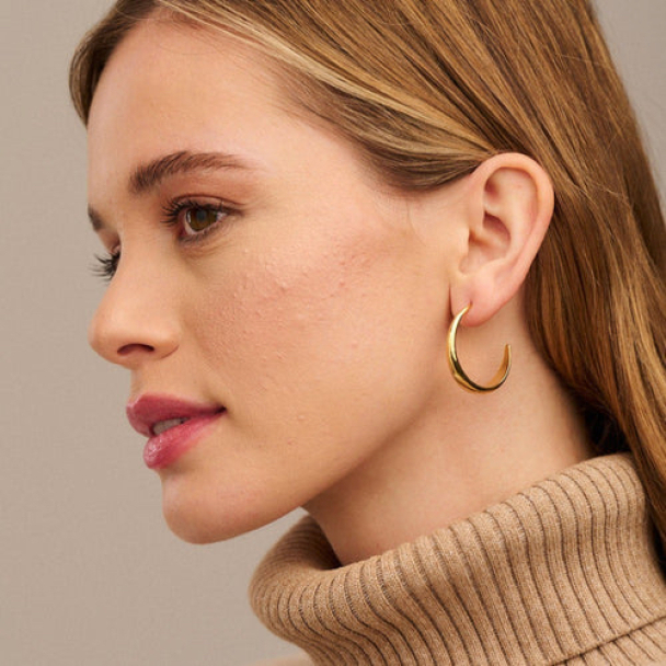 ORELIA Slim Domed Hoops - Image 2